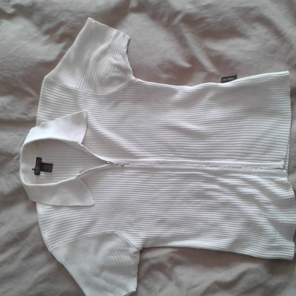 Cream all rib summer cardigan